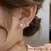 Korean Style Women's Pearl Flower Stud Earrings - Elegant Two-Wear Design, Trendy and Luxurious