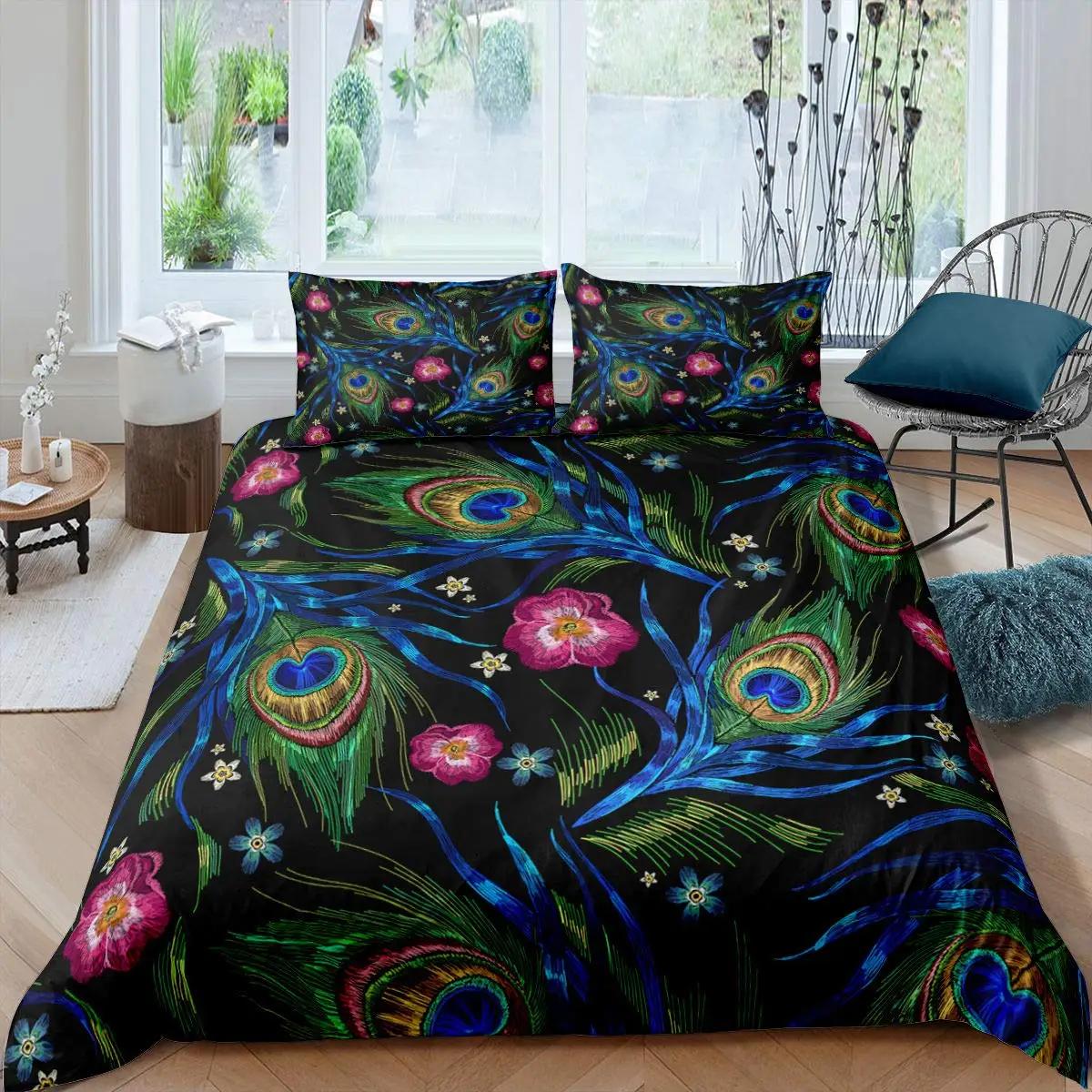 

Comforter Peacock Abstract Bird Exquisite Tail Pavo Cristatus Indigenous Home Decorative Bedding Avocado Green For Women Gifts Comforter (quilt)-EU Single(135*200cm)3pcs