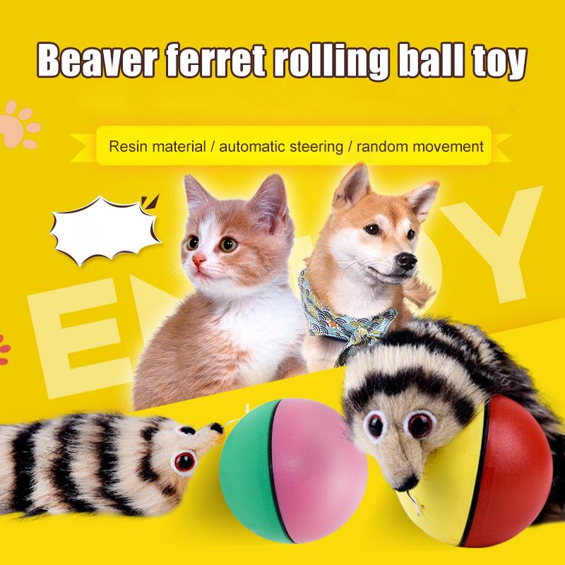 

Cat Interactive Ball Toys Automatic Rolling Ball Faux Tail Pet Electric Jump Toy Dog Cat Training Imitate Mouse Pet Supplies