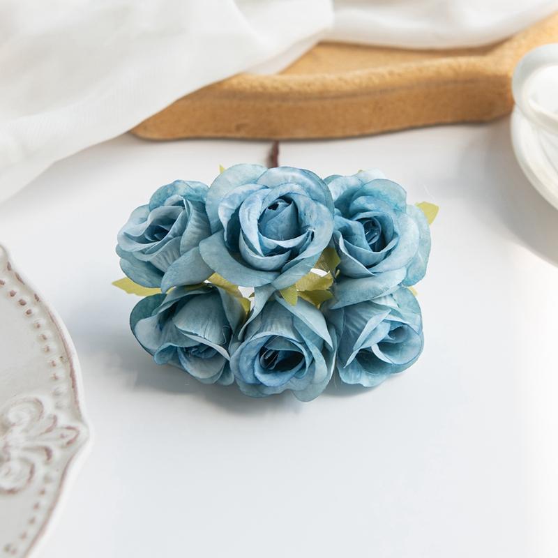 6 SZT Sztuczny Kwiat Jedwabna Mała Róża DIY Ślub Panna Młoda Kwiat do Trzymania Akcesoria Dekoracja Wazon Dom Sypialnia Wieniec Świąteczny