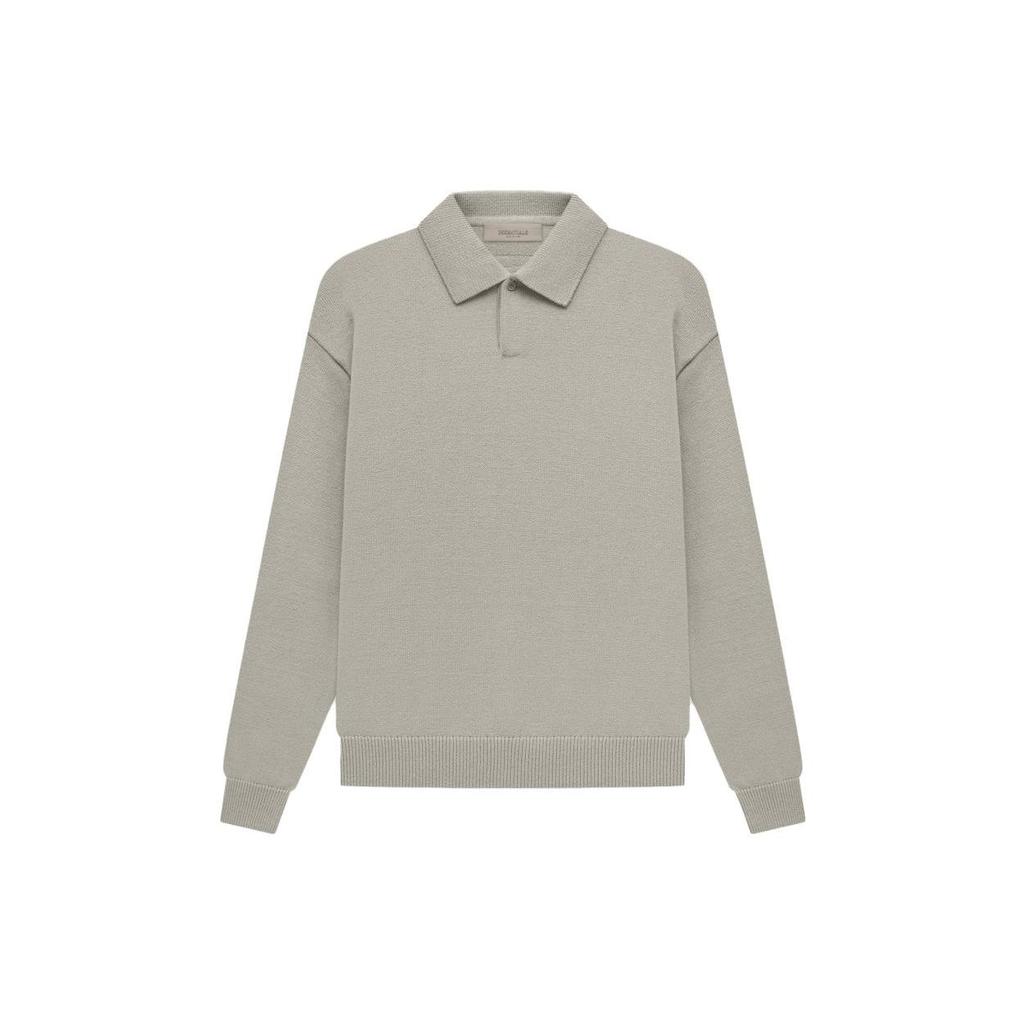 Fear Of God Essentials Ss23 Knit Long Sleeve Polo Men Polo Shirts Seal-Gray FOG-SS23-042