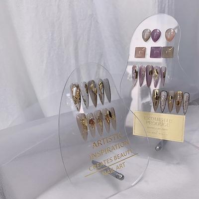 Nepravidelný akrylový transparentní matný nástroj na manikúru Držák na falešné nehty Stojan s barevnými kartami Nail Art Display Board