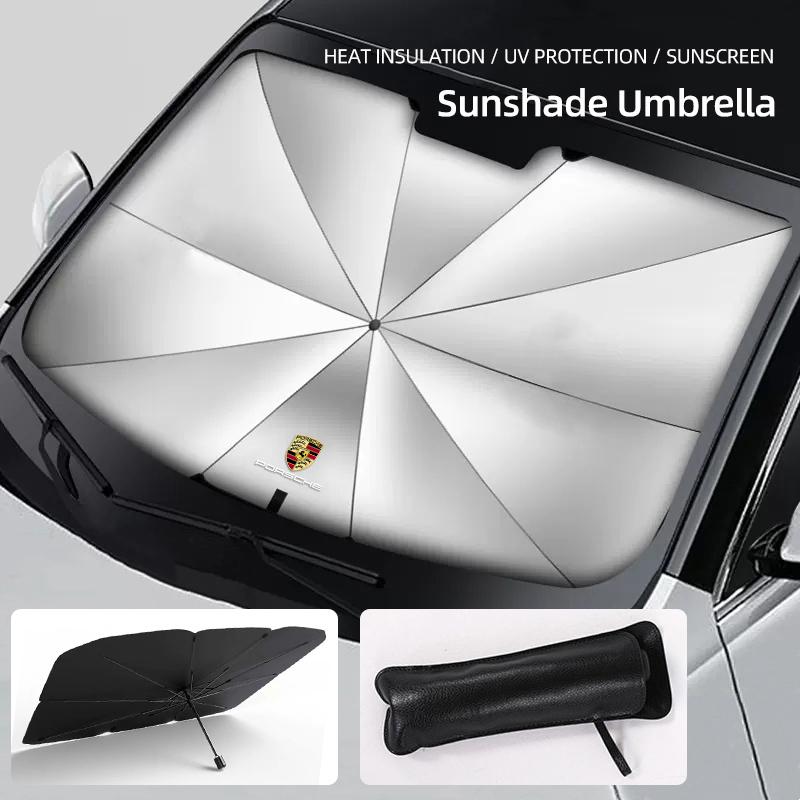 Car Sunshade Retractable Sunscreen Heat Insulation Parasol For Porsche Panamera Taycan 911 718 Macan Cayenne Boxster Cayman 918