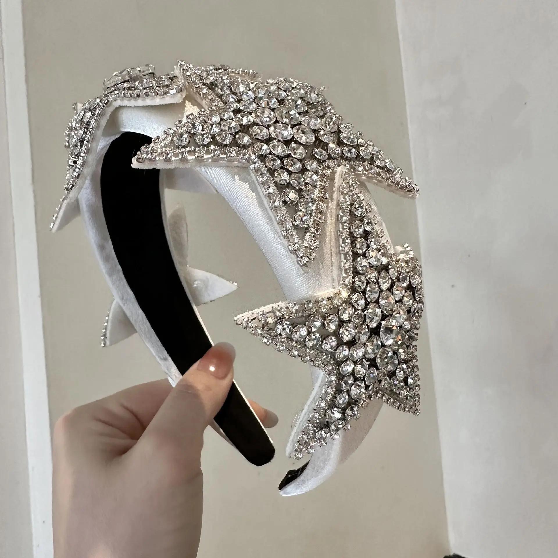 

Серебряная хрустальная повязка на голову в виде звезды, тиара богини, свадебная тиара и короны, тиара со стразами, головной убор для вечеринки, свадебные аксессуары для волос