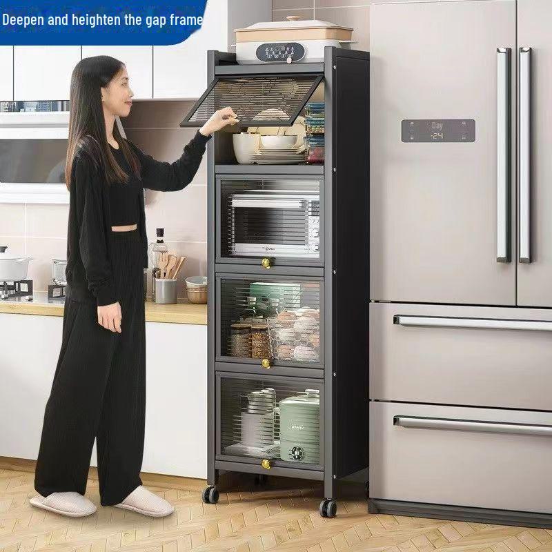 Kitchen Storage Cabinet with Microwave and Pot Rack