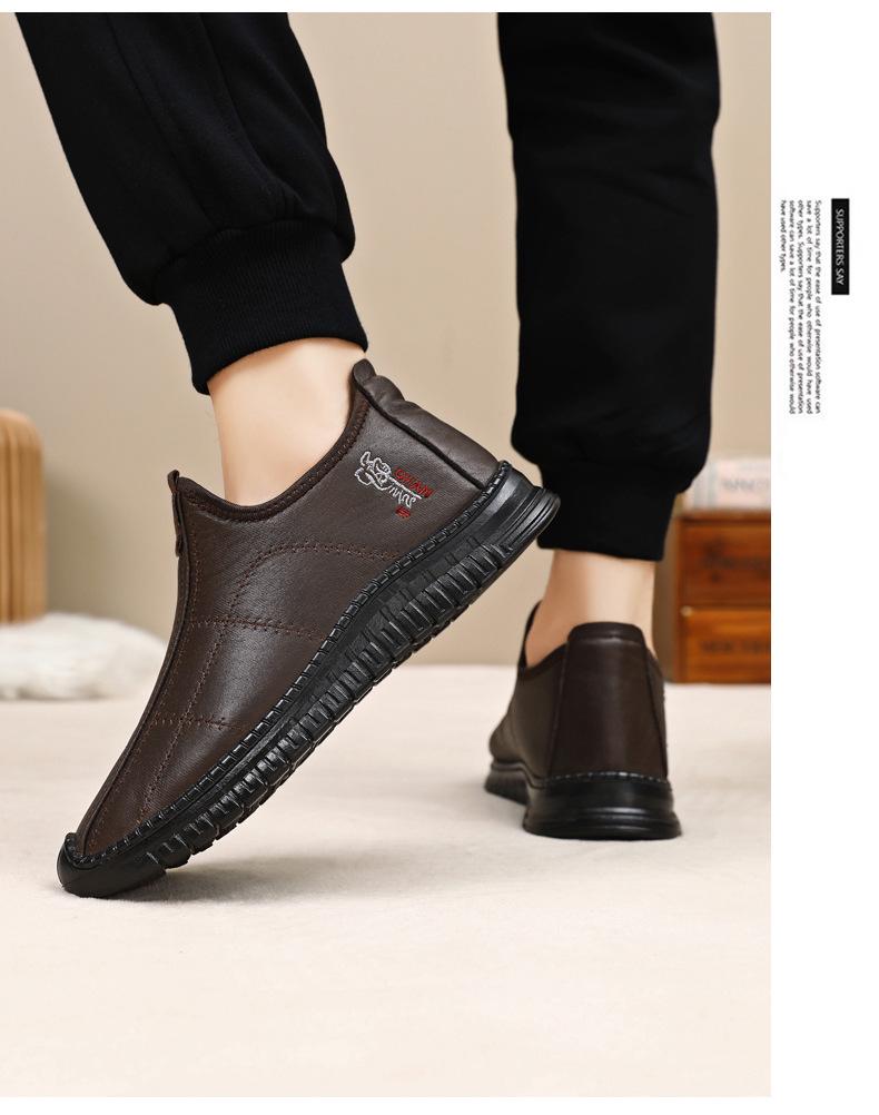 Warme Baumwoll-Kurzstiefel für Herren, große Größe, mit Polyurethan - Bequeme flache Öffnung, verdickt, mit Plüsch-Stil