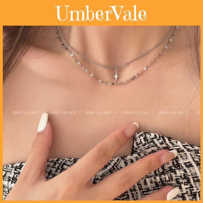 Trendy Double-layered Titanium Steel Necklace For Women Geometric Design Perfect For Casual And Fashionable Looks