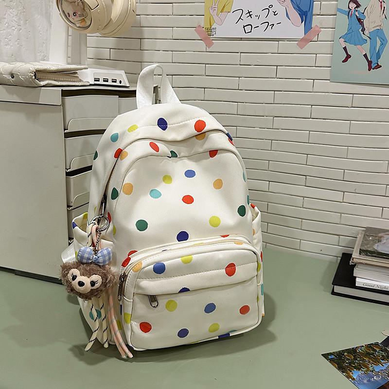 Girls Print Star Backpack With Tie Dye Pattern For Casual Outings And School White Dots