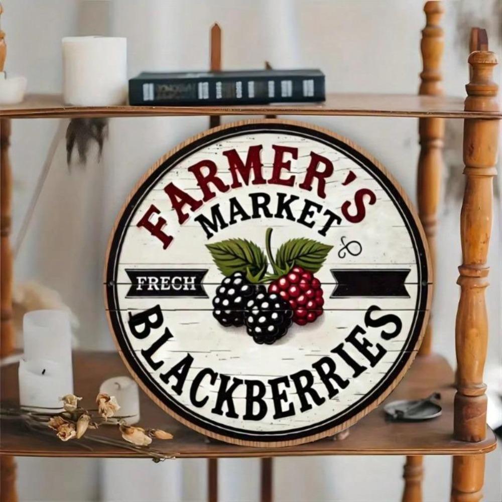 Vintage Metal Wall Art French Blackberry Round Wreath Sign Garage Bar Decor Gift