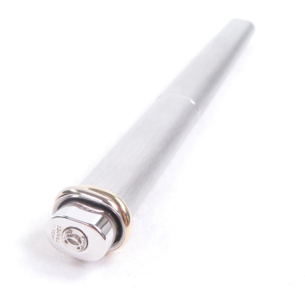 Excellent Cartier Ballpoint Pen Trinity Hairline Cap Type Silver Gold Mens Used