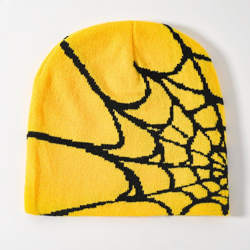 Spider Web Jacquard Knitted Beanie - Unisex Warm Winter Hat, Trendy European & American Style
