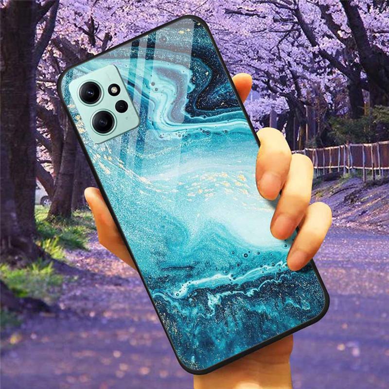 For Xiaomi Redmi Note 12 4G 2023 Case Tempered Glass Starry Marble Hard Back Protective Cover for Redmi NOTE 12 Note12 4G Global