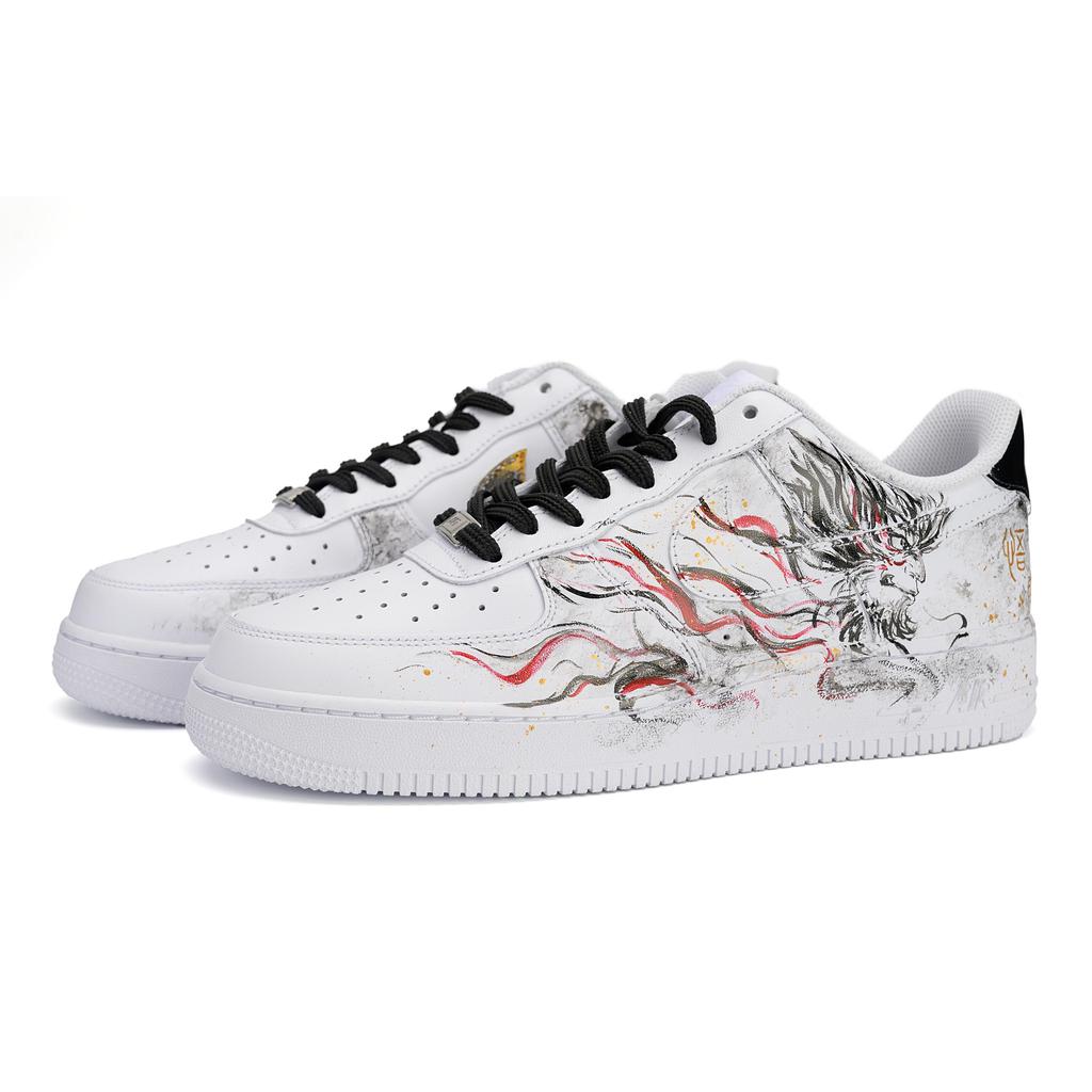 Nike Air Force 1 Slip Resistant Abrasion Resistant Low top Skateboard Shoes Men's Black White CW2288-111(Team516-)