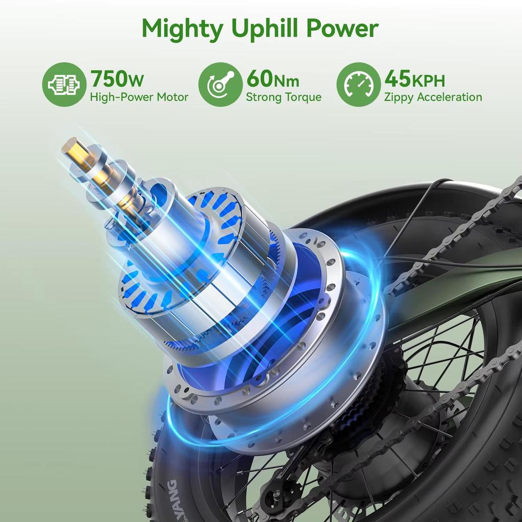 JANSNO X90 Vélo Électrique Adulte 750W 48V 14AH Batterie Cachée Pneus Larges 16" Double Suspension Tout-Terrain Neige Tous Terrains Vélo Électrique