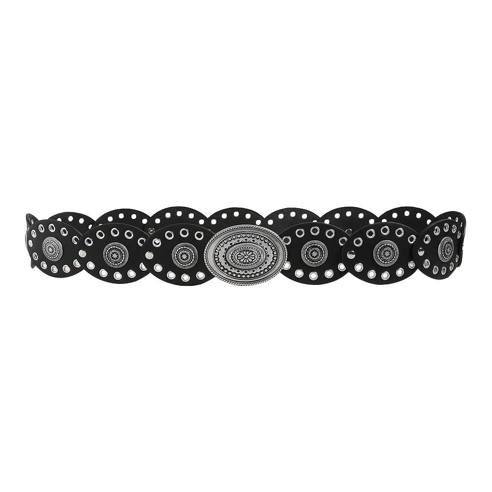 Women's Retro Wasteland-Style Oval Eyelet Waist Belt Dress