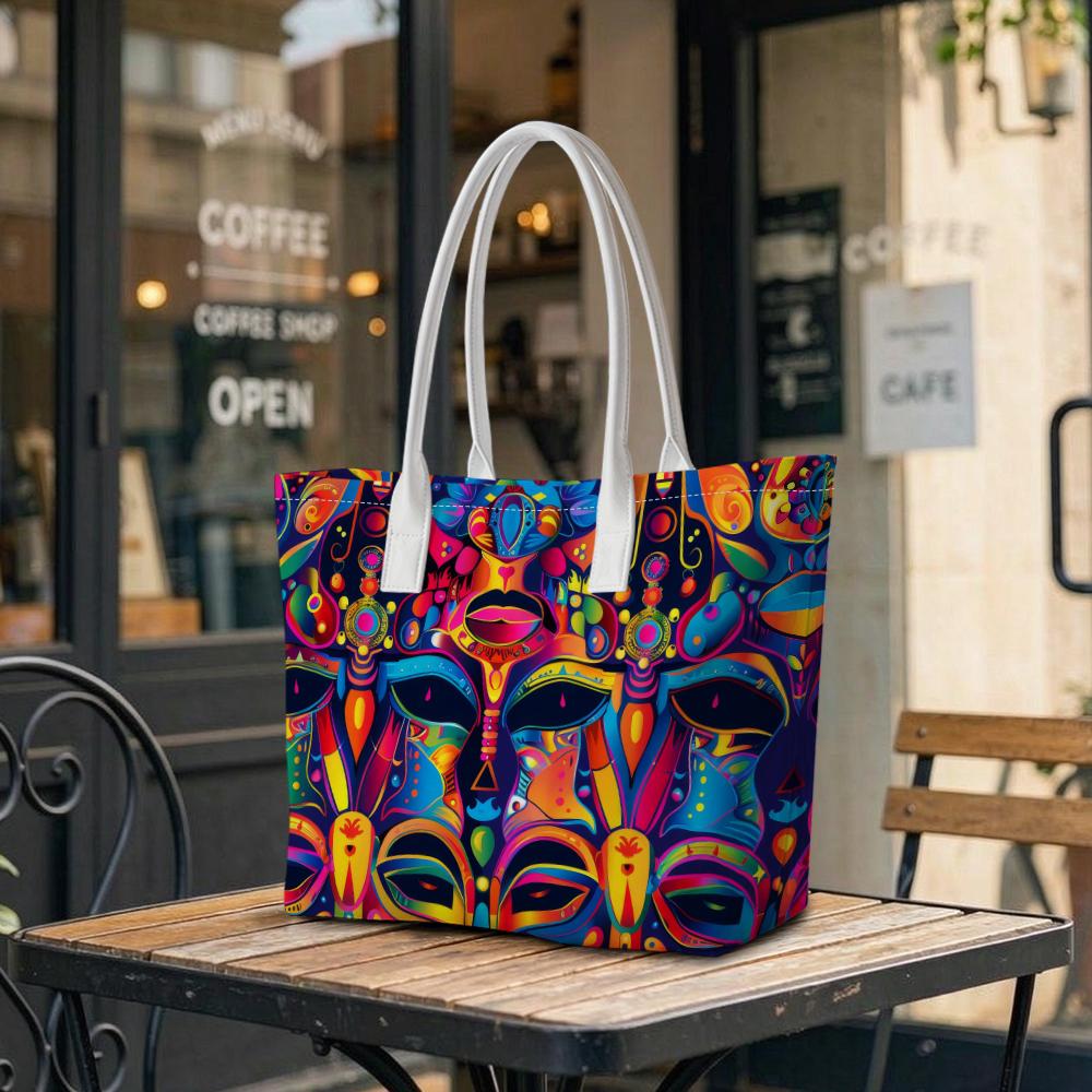 Colorful Ethnic Totem Trendy Large Capacity Portable Tote Bag For Daily Commute Shopping
