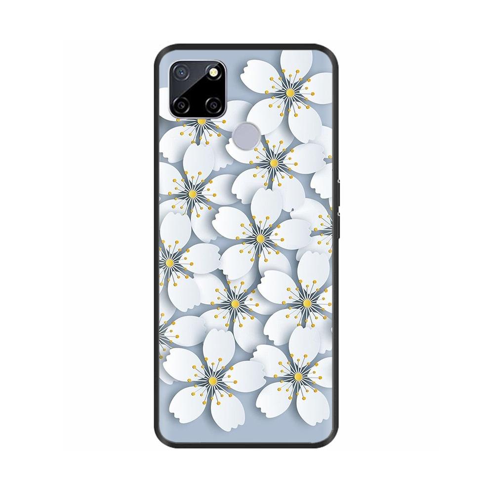For Realme C25 Case C25s Soft Cute Cover for OPPO Realme C25Y C21Y Silicone Black TPU Phone Case For OPPO Realme C21 Flower Capa
