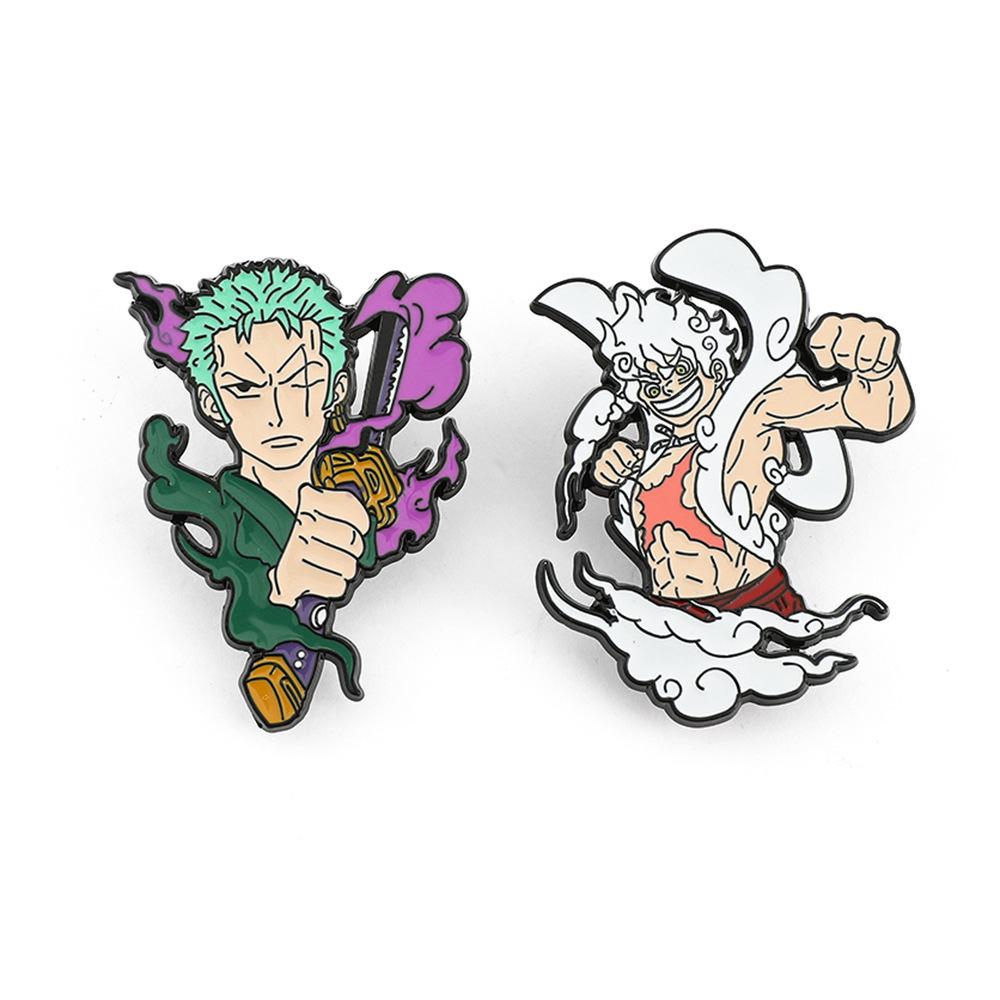 

2-12pcs One Piece Metal Enamel Pins Anime Cartoon Brooches Luffy Zoro Sanji Chopper Badges For Clothing Bag Hat Accessory Gifts
