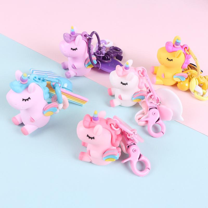 Creative Cartoon Rainbow Horse Unicorn Keychain Female Cute Ins Key Chain Student Schoolbag Pendant Small Gift