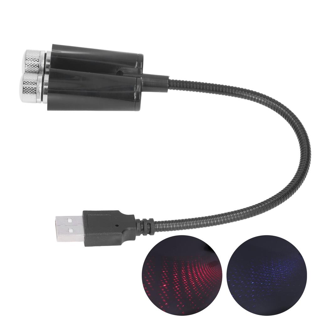 Car USB Ambient Projector Light Red Blue Lightings Plug and Play Free Bending FlexibleNon Voice Control