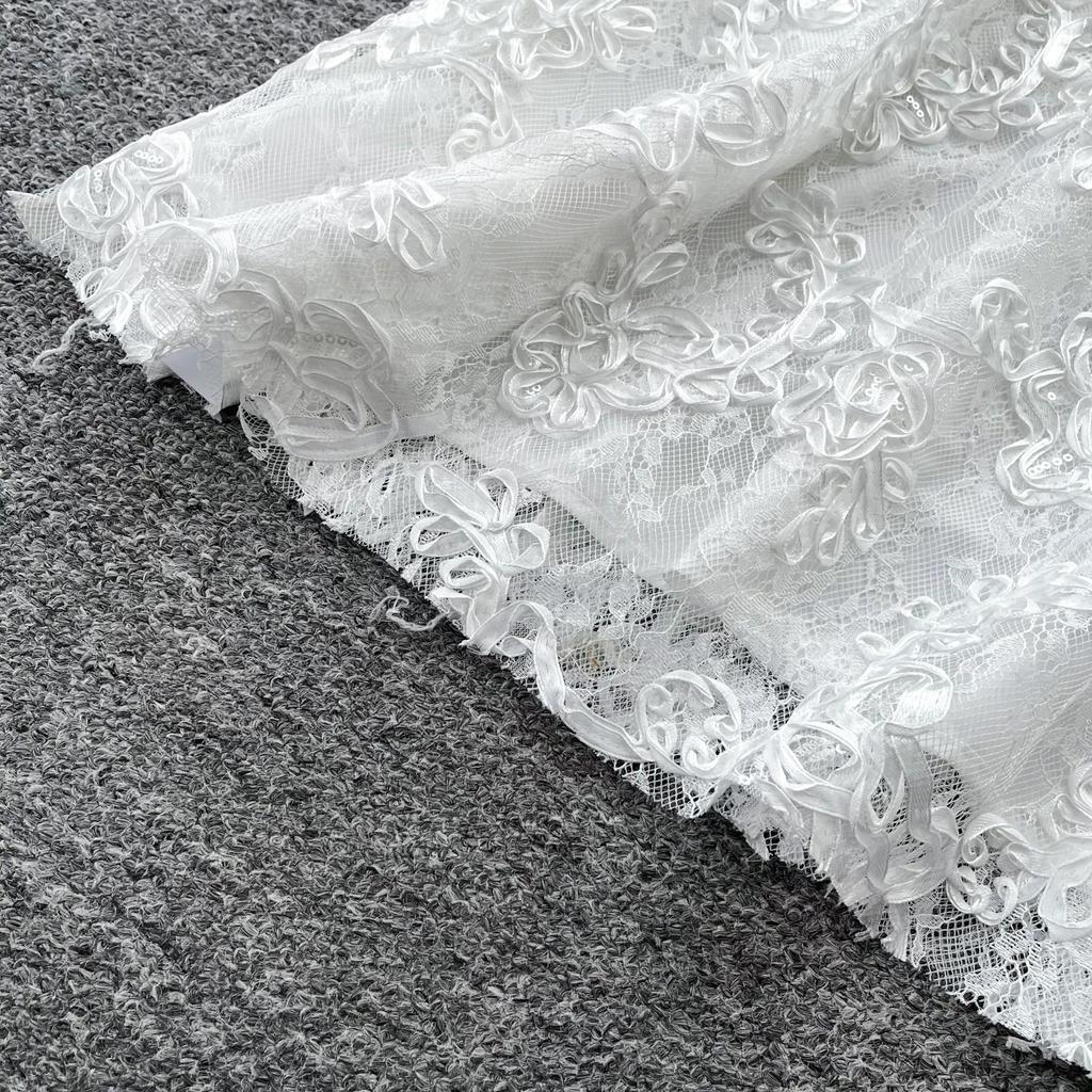 Summer White Lace Halter-Neck Dress for Women Sexy Sleeveless Floral Embroidered A-Line Maxi Dress