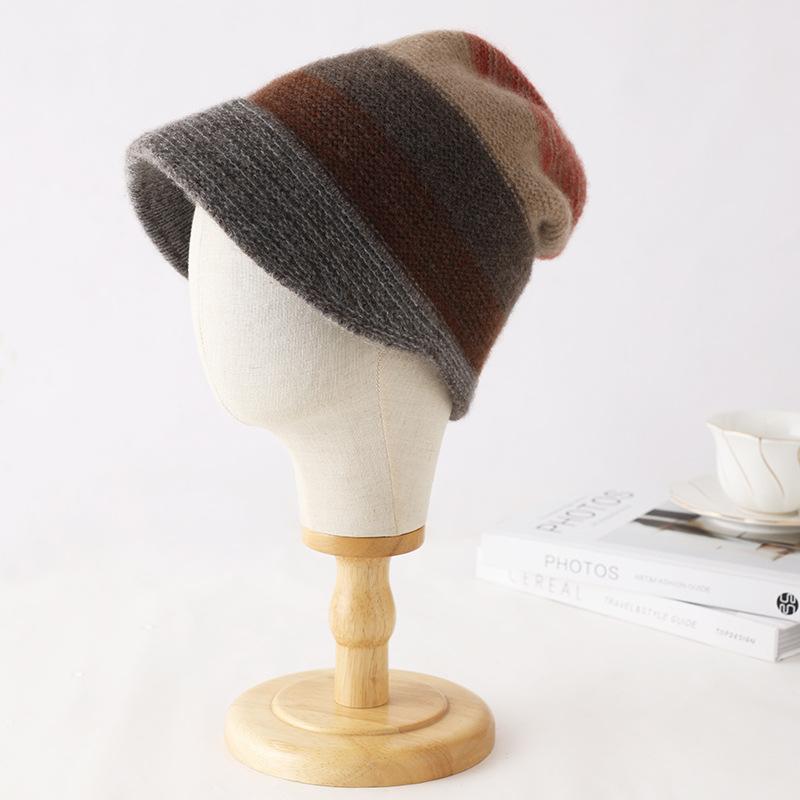 

Pure Cashmere Autumn and Winter New Style Women s Pile Hat Casual Fashion Warm Duck Tongue Hat Knitted Hat one size
