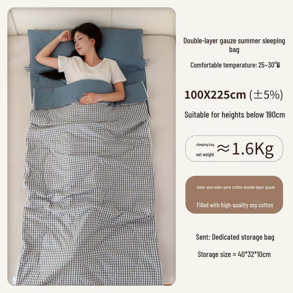 Pure Cotton Adult Plus Size Shoulder Protector & Anti-kick Sleeping Bag for Indoor/Outdoor Use