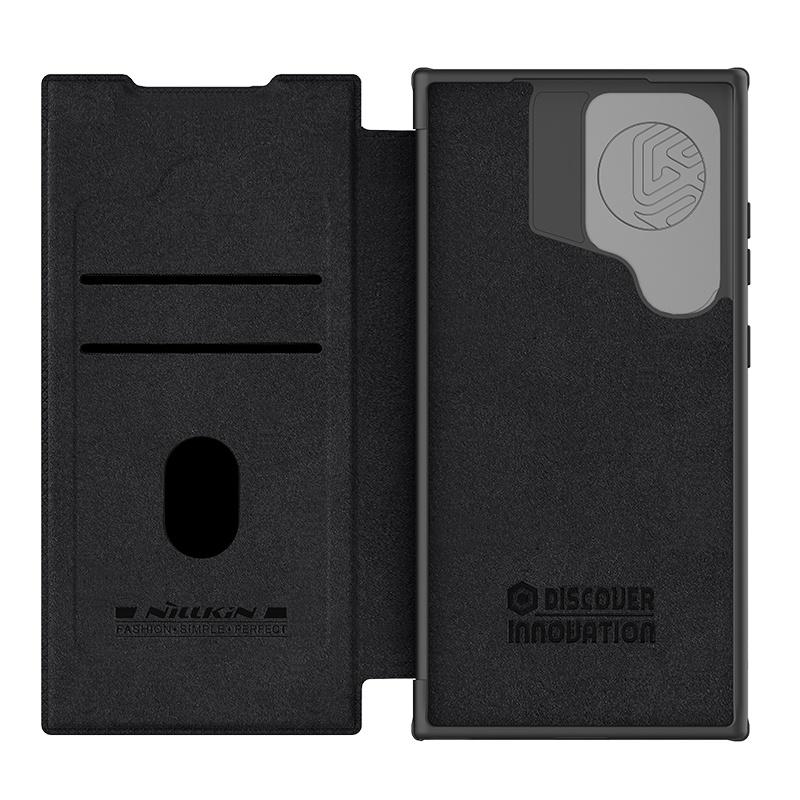 

Роскошный кожаный чехол Nillkin с откидной крышкой QIN ProP для Samsung Galaxy S24 Ultra Plus, противоударный защитный чехол с откидной крышкой для камеры For Galaxy S24 Ultra чёрный