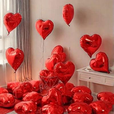 10/50 ks 18palcových balónků ve tvaru srdce na Valentýna, svatbu, zásnubní dekorace, balónky z fólie s nápisem Láska, párty potřeby