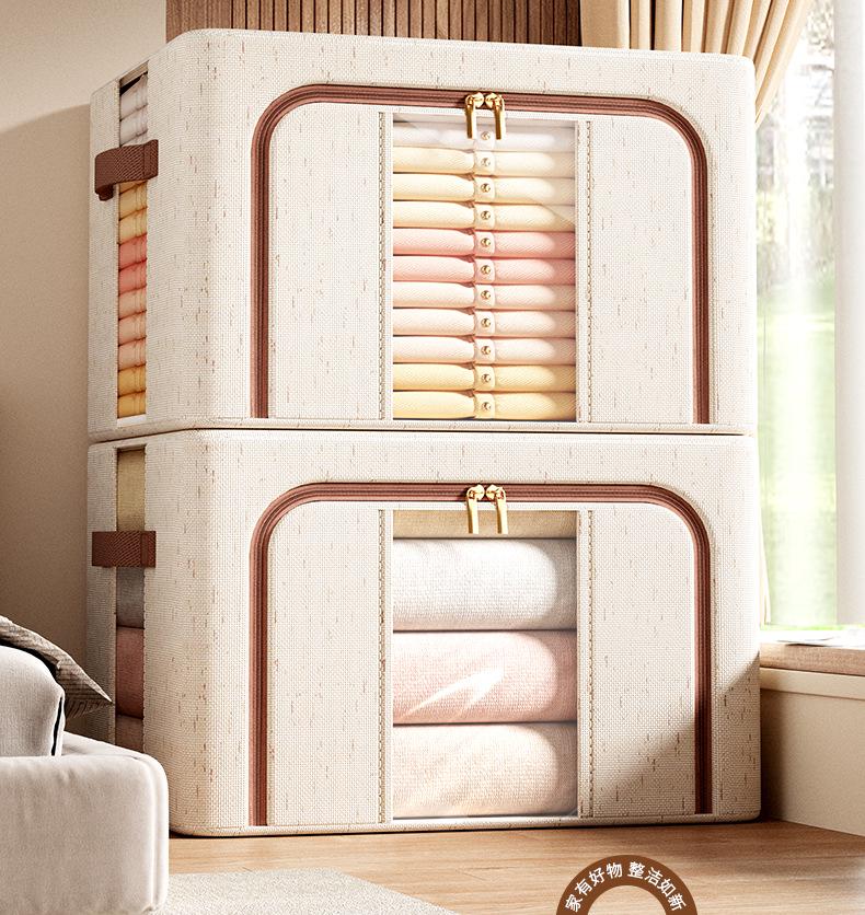 Tianshan Cotton & Linen Patchwork Extra-Large Quilt and Clothes Storage Box with Double Window
