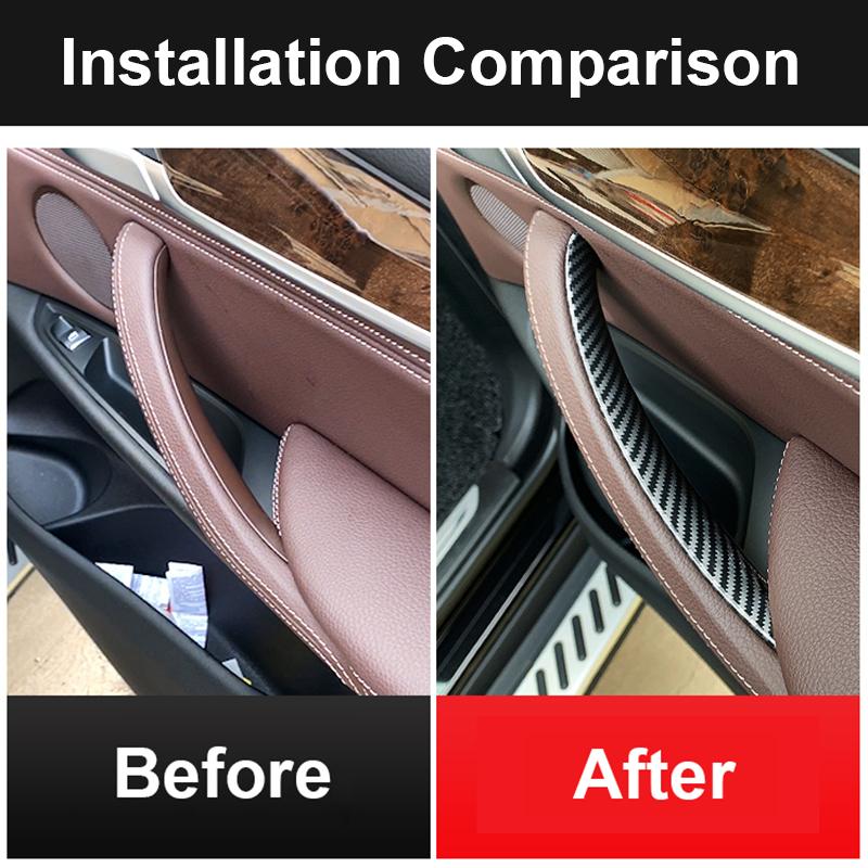 Carbon Fiber Car Right Left Inner Door Panel Handle Pull Trim Cover For BMW E70 X5 E71 E72 X6 SAV 2007-2013 Car