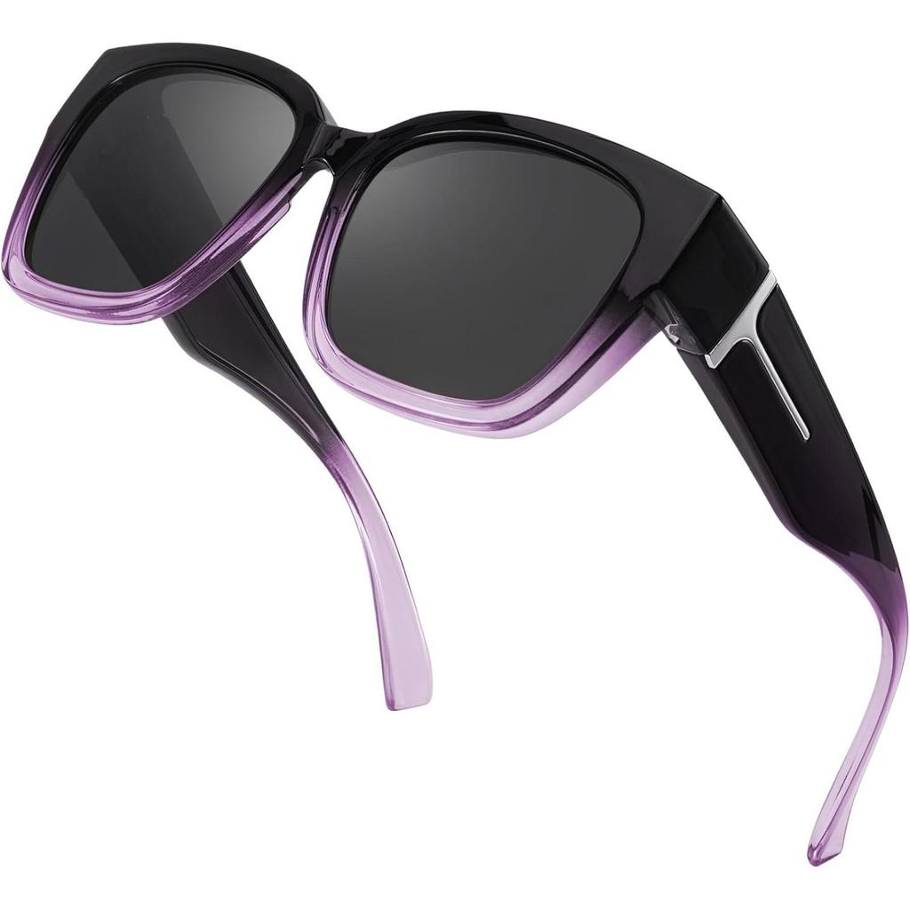 2025 Trendy Myopia Clip-on Gradientní Polarizované Sluneční Brýle – Velký Čtvercový Rám pro Ženy, Ideální pro Řízení a Cyklistiku.