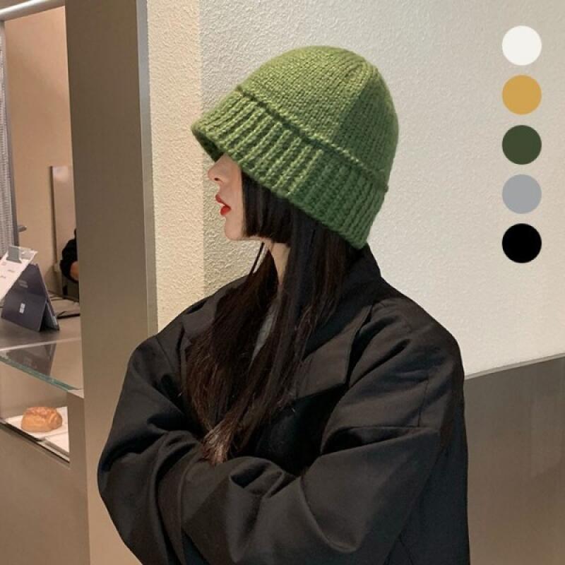 

5-color knitted tulle beanie hat mustard