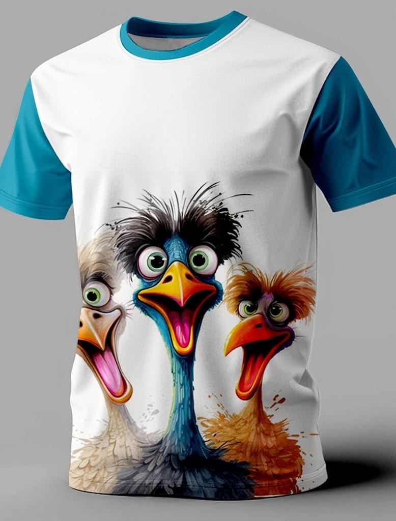 Animal Funny Retro Casual Men Printed T-shirt Street Casual Bar T-shirt Short-sleeved Round Neck Spring And Summer Clothing