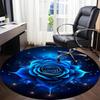 1pc Blue Rose Print Office Round Rug, Carpet for Office, Gaming, Lightweight Round Floor Mat Yy260208002