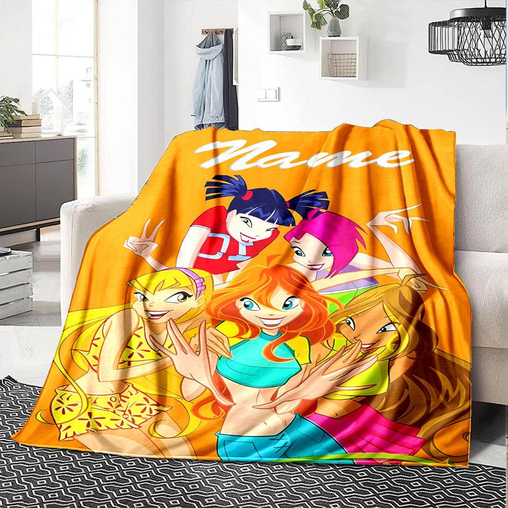 Customiz Name Personality Winx Club Blanket Soft &Warm Sofa Office Bed Travel Lunch Break Blanket, Gift Suitable All Seasons
