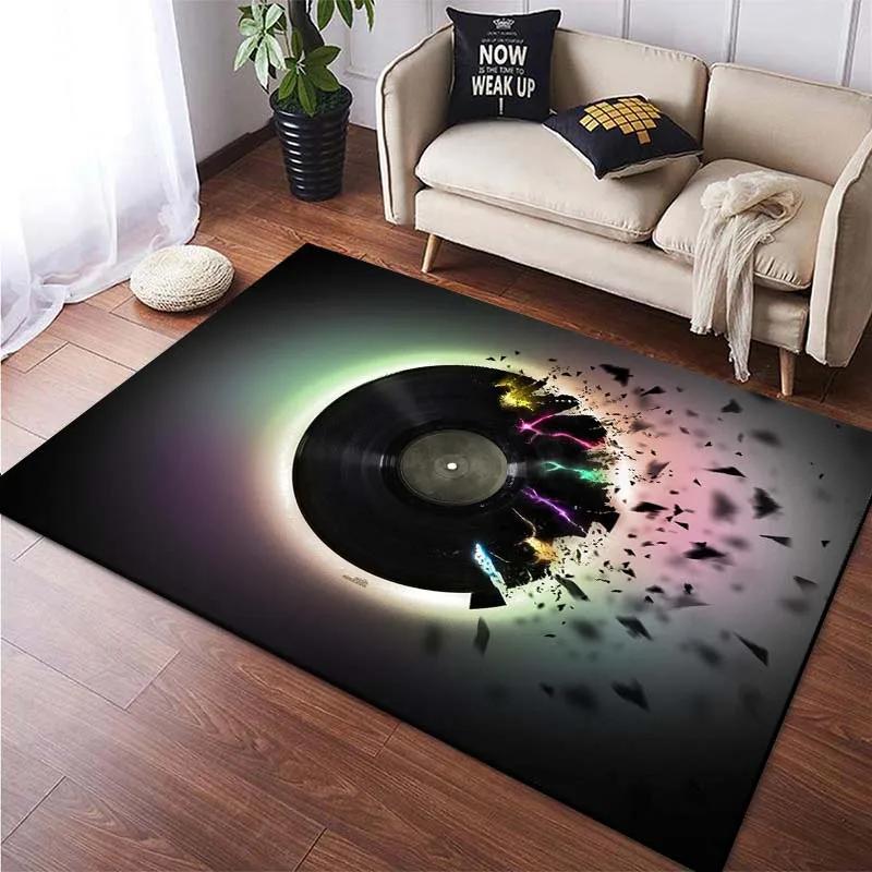 Record CD Creative Carpets Vinyl Record Collection Living Room Decor Area Rugs Music Theme Floor Mat for Bedroom Gamer Room Dorm