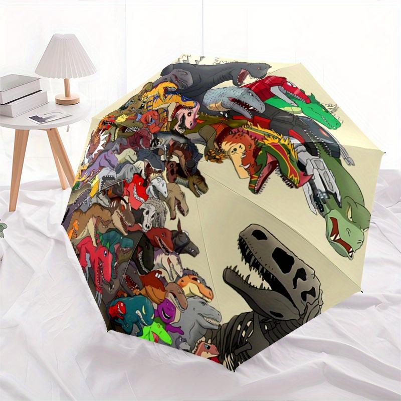 

1pc Various Dinosaur Fully Automatic Folding Portable Umbrella, 8 Iron Frames, Three-Fold Design, Suitable for All Seasons, Suitable for Outdoor Use.N