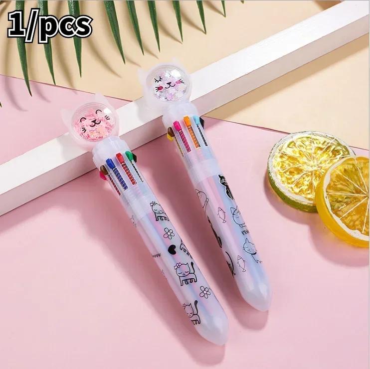 Kawaii Christmas Biros Pressed Multi-Color Pens Marker Creative Stationery for Writing School Supplies Kids Gift Random Styles