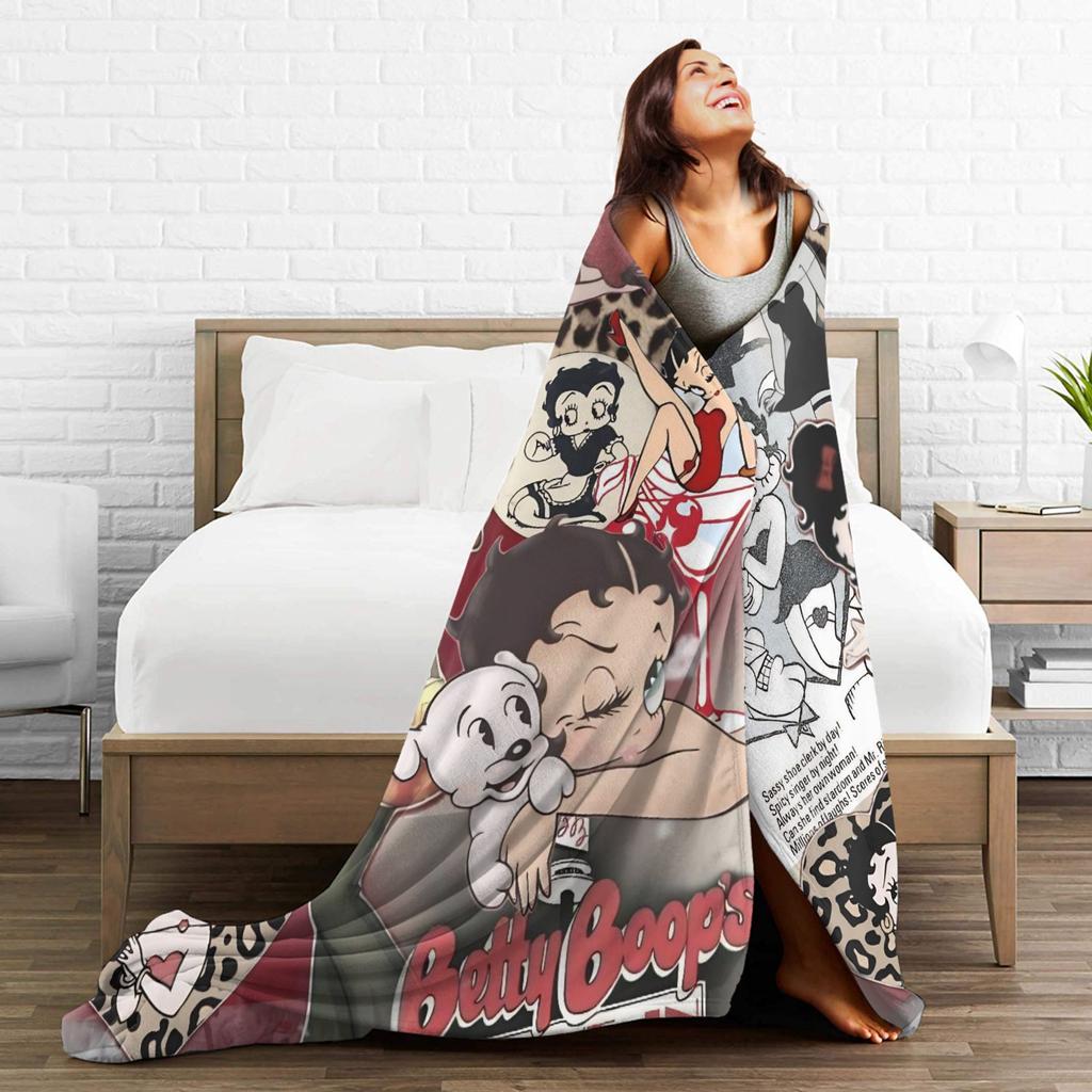 B-Bettys Boops Blanket Multiple Sizes Cozy and Lightweight  Throw Blankets for Sofa Couch and Bed