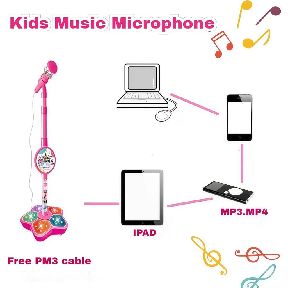 2026 Nowa Zabawka Mikrofon All-in-One dla Dzieci ze Statywem, Wbudowaną Muzyką, Światłami, Echem, Przenośna Maszyna Karaoke – Kompatybilna z iOS/Android