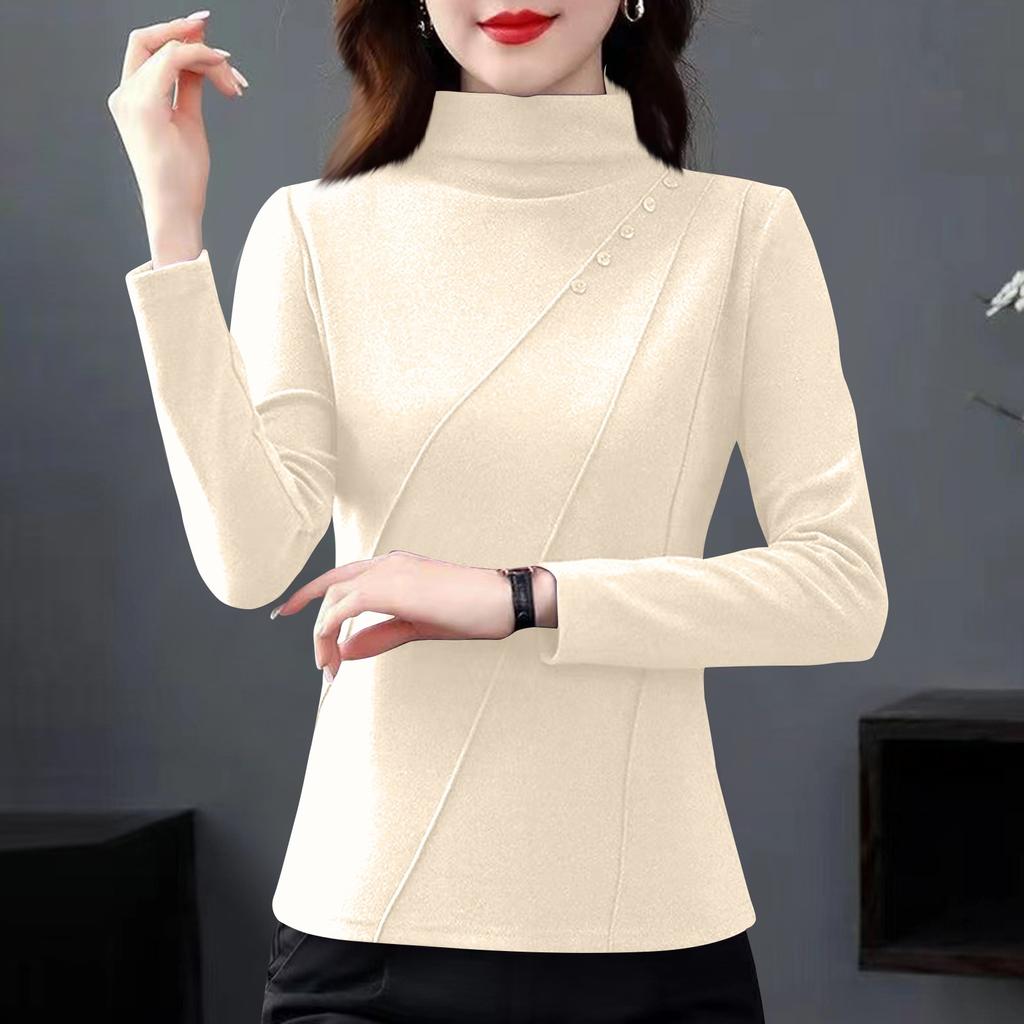 Gestrickter Pullover mit Spitze Rundhalsausschnitt Basis für Damen Langärmliger Pullover für Damen