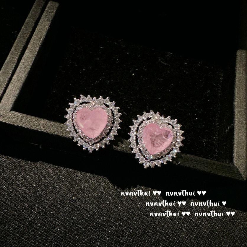 ** Kolczyki Meteoryty Kropelka Wody Różowy Klejnot Komety, Tahiti, Koraliki z Głębin Morskich, Kolczyki Kwiaty z Różowego Cyrkonu