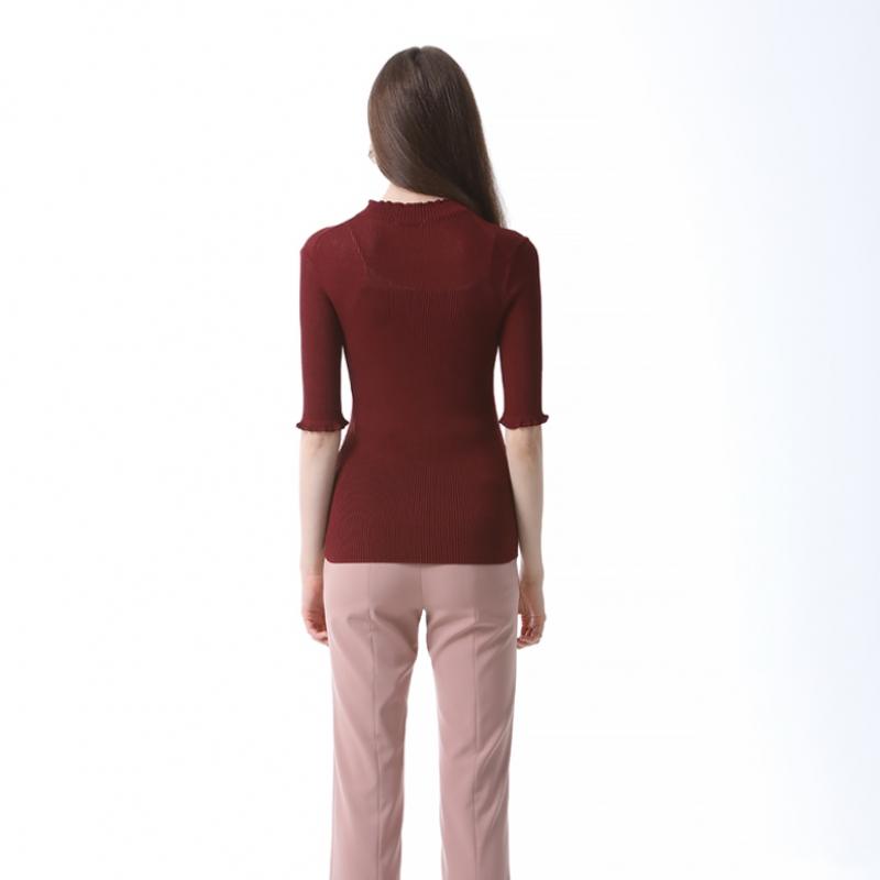 She S miSS  Solid Half Neck Ribbed Knit
