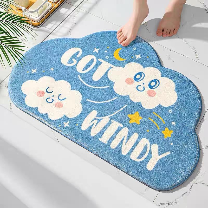 Rainbow Semi-Circular Imitation Cashmere Floor Mat Bathroom Door Suction Door Mat Toilet Cute Soft Non-Slip Foot Mat