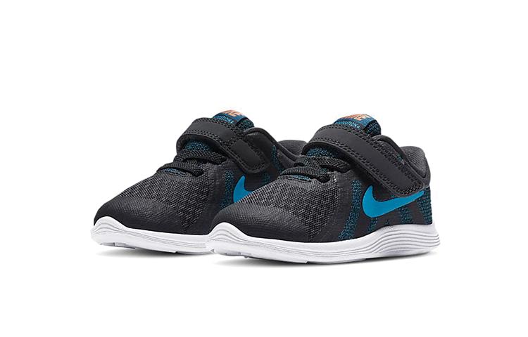 Nike REVOLUTION 4 Stof Lage Top Hardloopschoenen Zwart Blauw Wit Baby En Peuter 943304-016