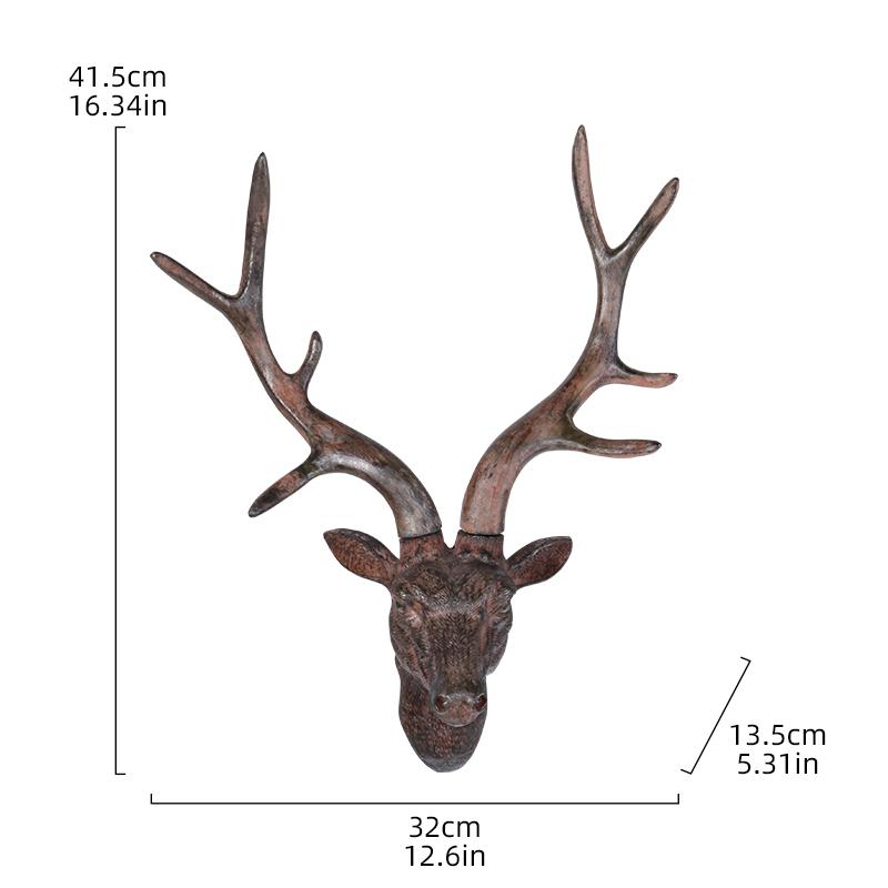 European Deer Head Wall Decor Rustic American Country Style Animal Mount for Home, Office or Entryway