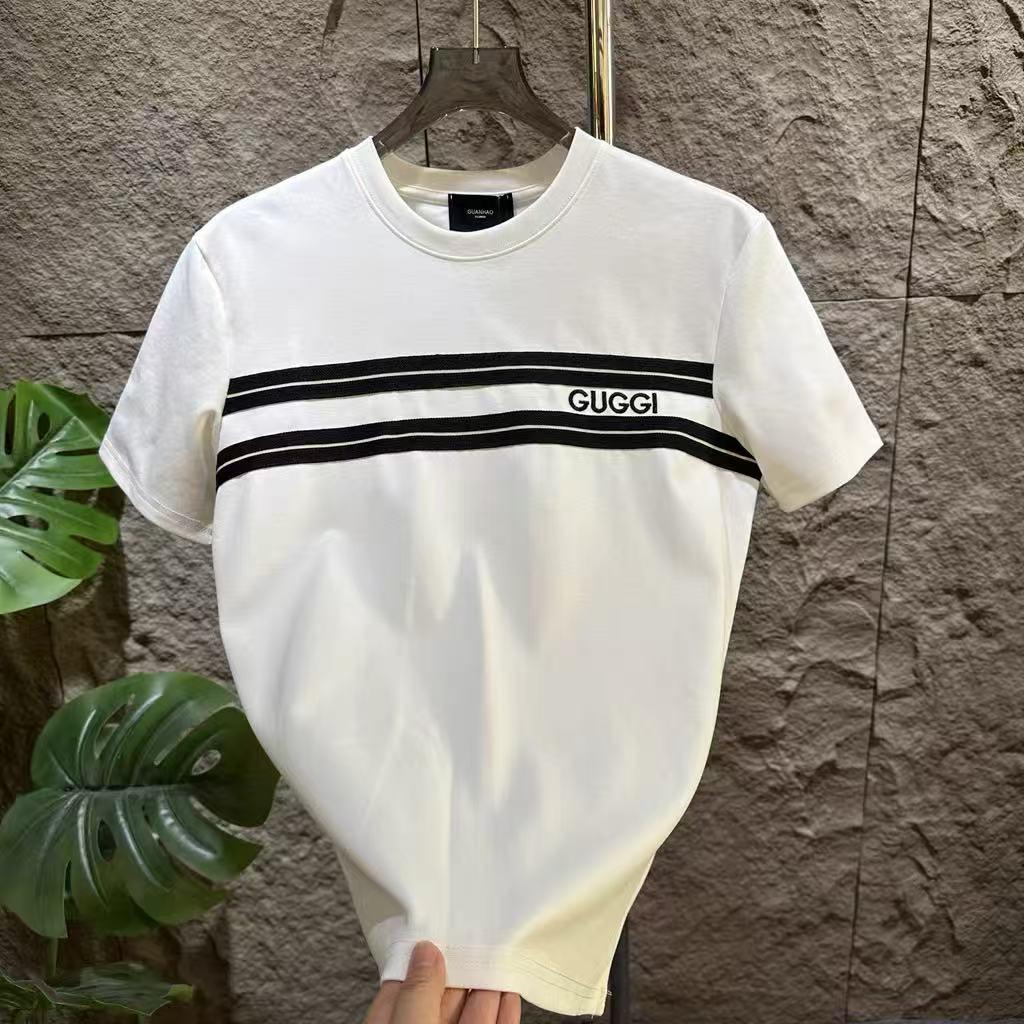 Men's 2025 Autumn Embroidered Letter Crew Neck Short Sleeve T-Shirt