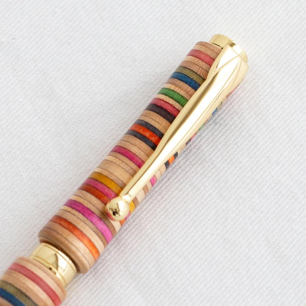 Corale Ballpoint Pen Wooden Made In Japan Kobo Oil Based Black Cross Type Skateboard Multicolor Writing Instrument 0.7