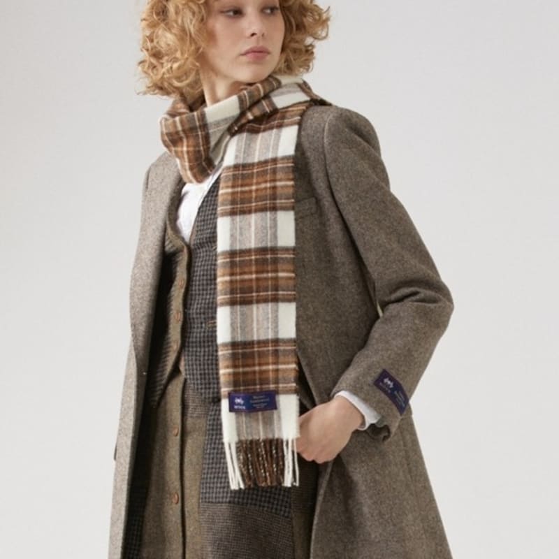 ABRAHAM MOON Merino Wool Muffler 25cm - Natural Dress Stuart